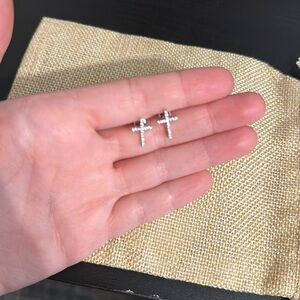 Cross White Gold Earrings
